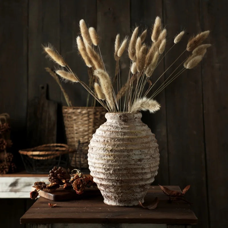 Retro Rough Clay Pottery Vase — Handmade Vintage Style