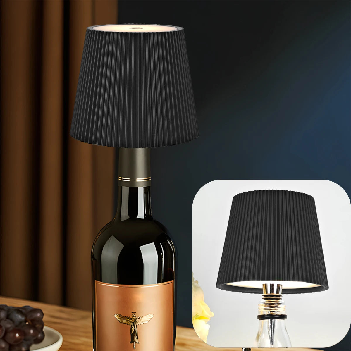 Wireless Wine Bottle LED Lamp — Touch Dimming, USB Rechargeable