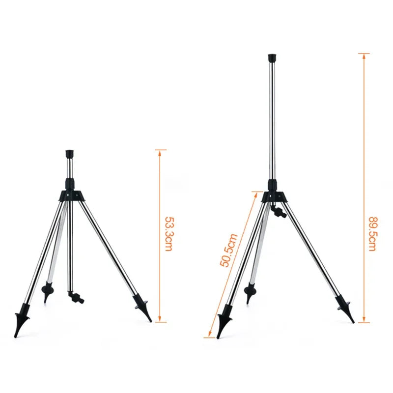 360° Rotating Garden Sprinkler with Stainless Steel Tripod – Adjustable Lawn Irrigation Stand