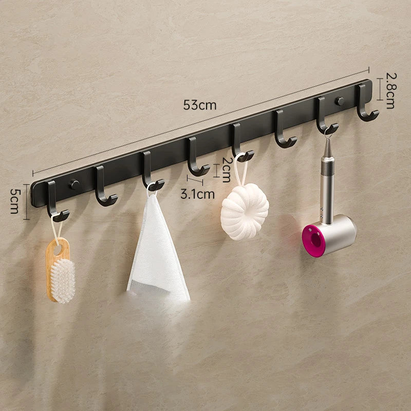 Space Aluminium Wall-Mounted Coat Hook Rack — Entryway & Bathroom Hanger