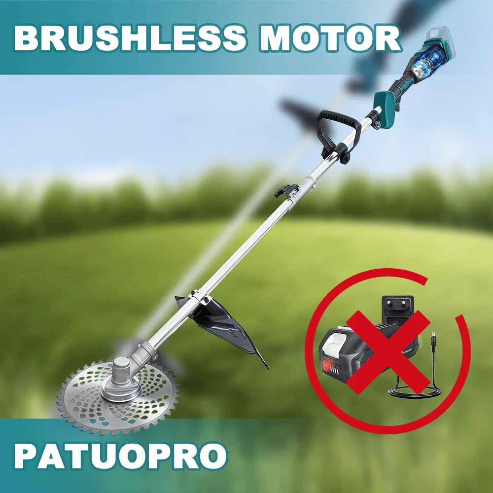 PATUOPRO 9-Inch Brushless Cordless Grass Trimmer – Portable Electric Lawn Mower for Makita 18V Battery (Battery Not Included)