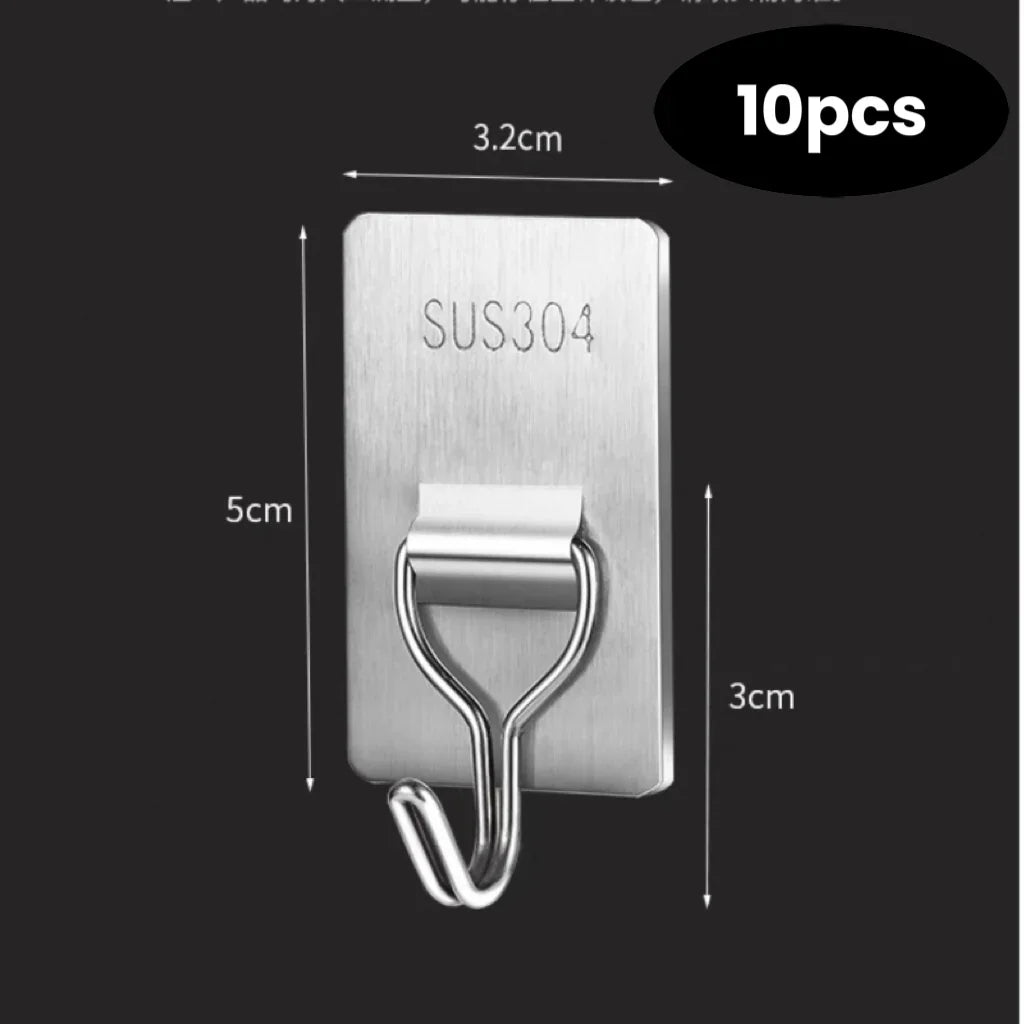 Self-Adhesive 304 Stainless Steel Wall Hook — Towel & Coat Hanger