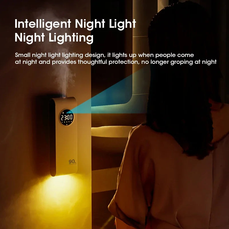 Wall-Mounted Automatic Sensor Aroma Diffuser — USB Rechargeable with Clock