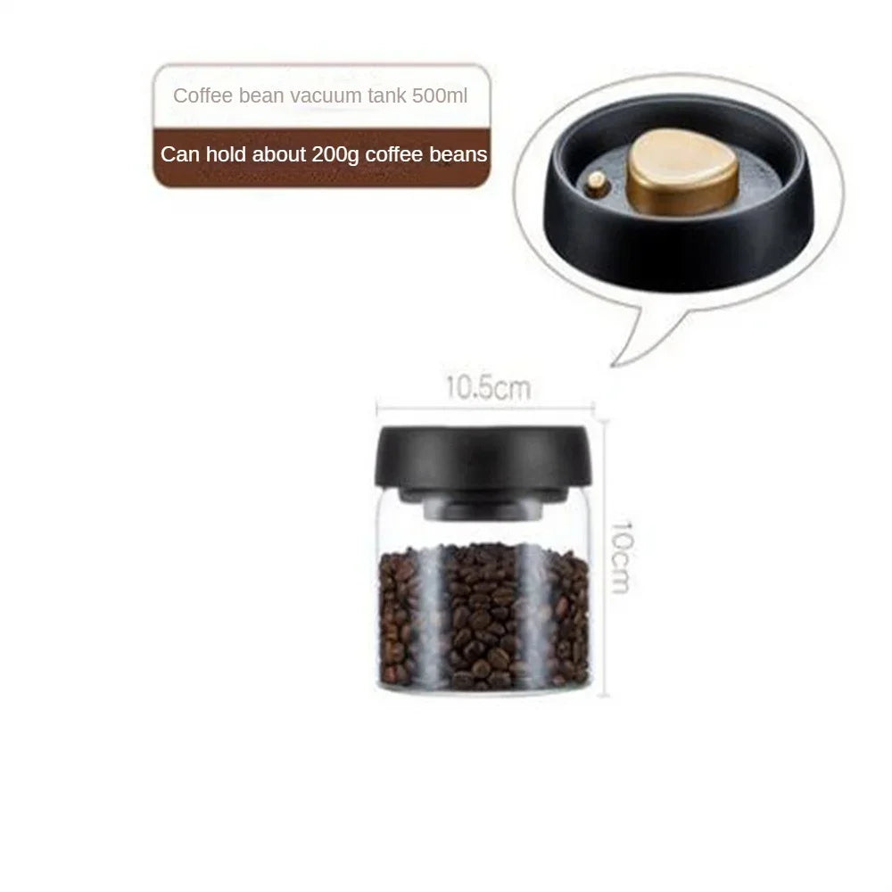 Vacuum-Pump Glass Coffee Storage Jar — Airtight, Minimalist Design