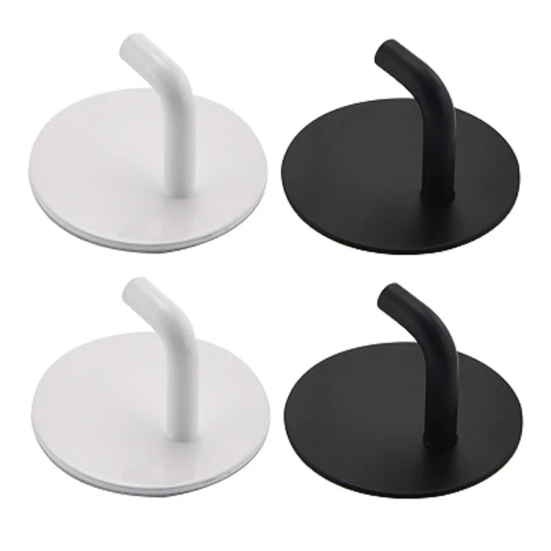 Self-Adhesive Stainless Steel Wall Hook — Set of 2, Black or White