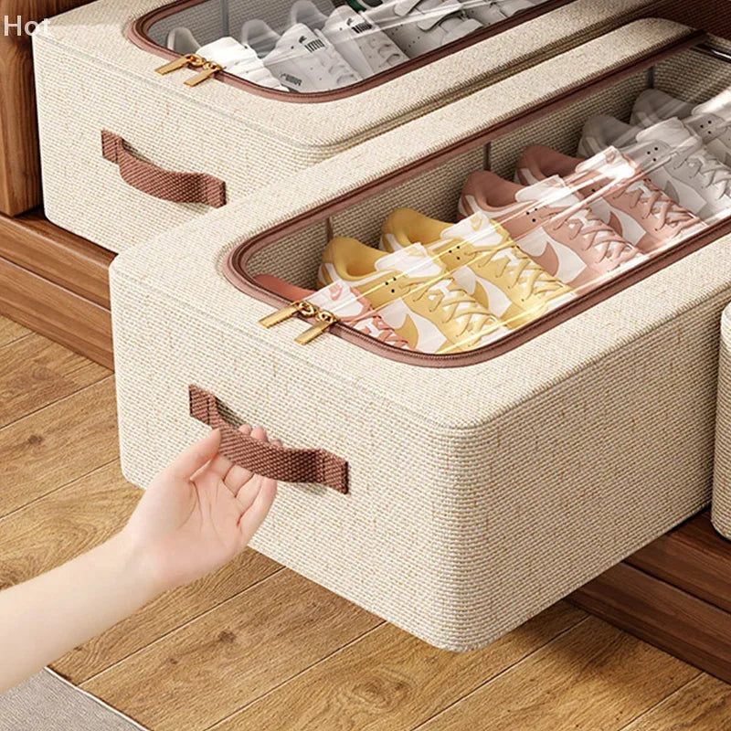 Under-Bed Shoe Storage Organizer with Clear Window