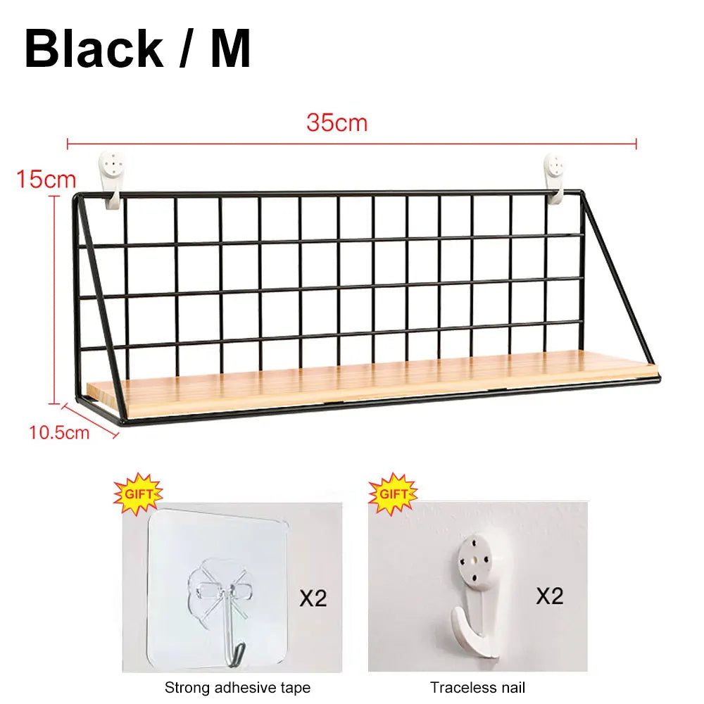 Metal & Wood Wall Spice Shelf — Kitchen Organizer, Modern Design