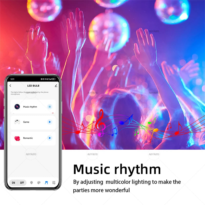 Tuya Bluetooth RGBCW Smart Bulb E27 — 16 Million Colours, Music Sync