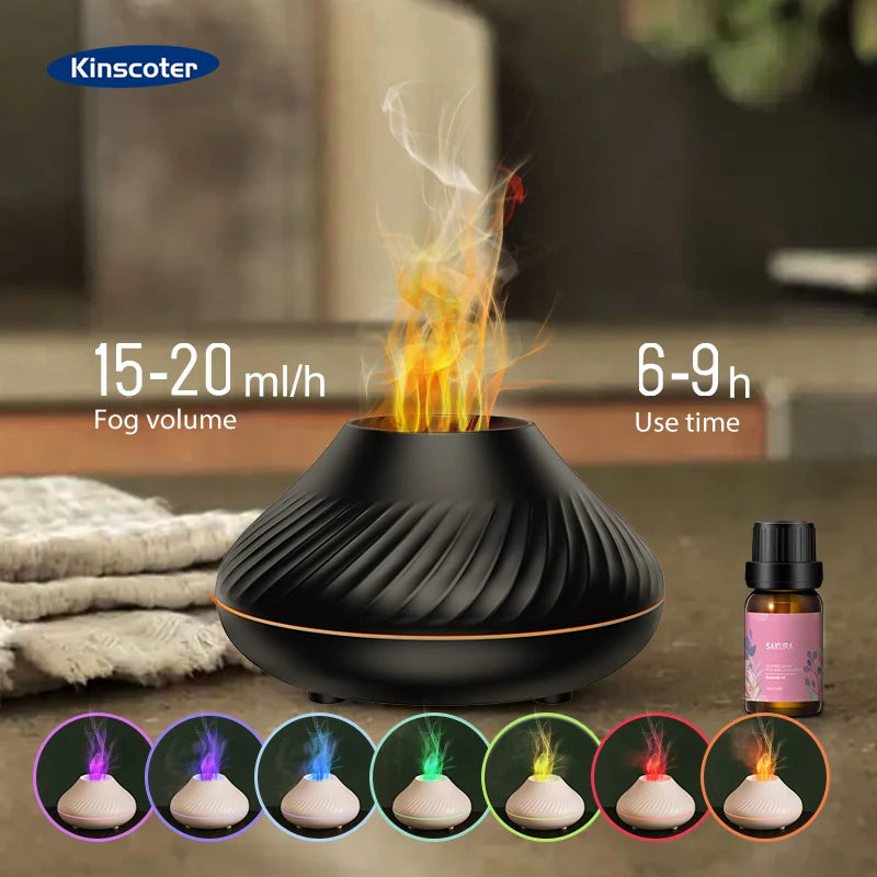 Volcano Ultrasonic Aroma Diffuser & Humidifier — 7 Colour Flame Night Light