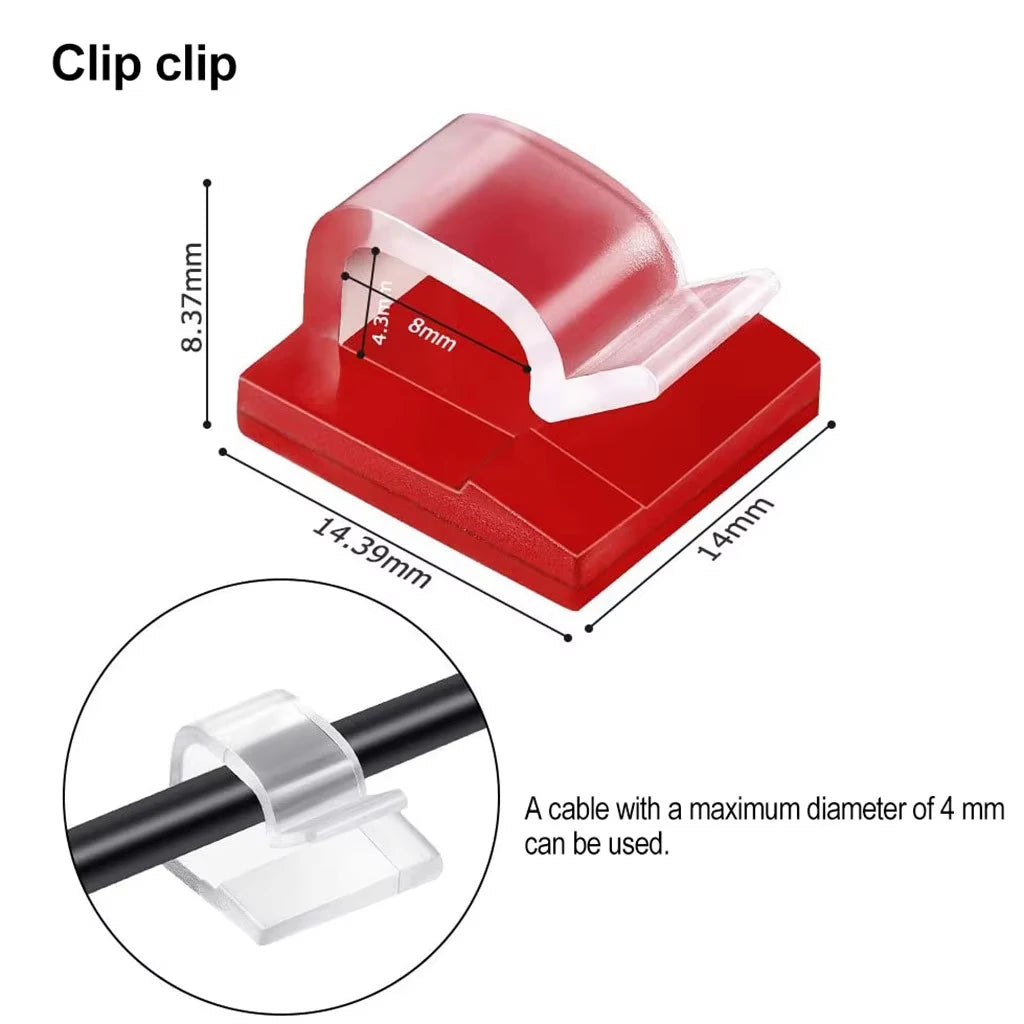 Self-Adhesive Acrylic Cable Clips — Wire Holder & Cord Organizer