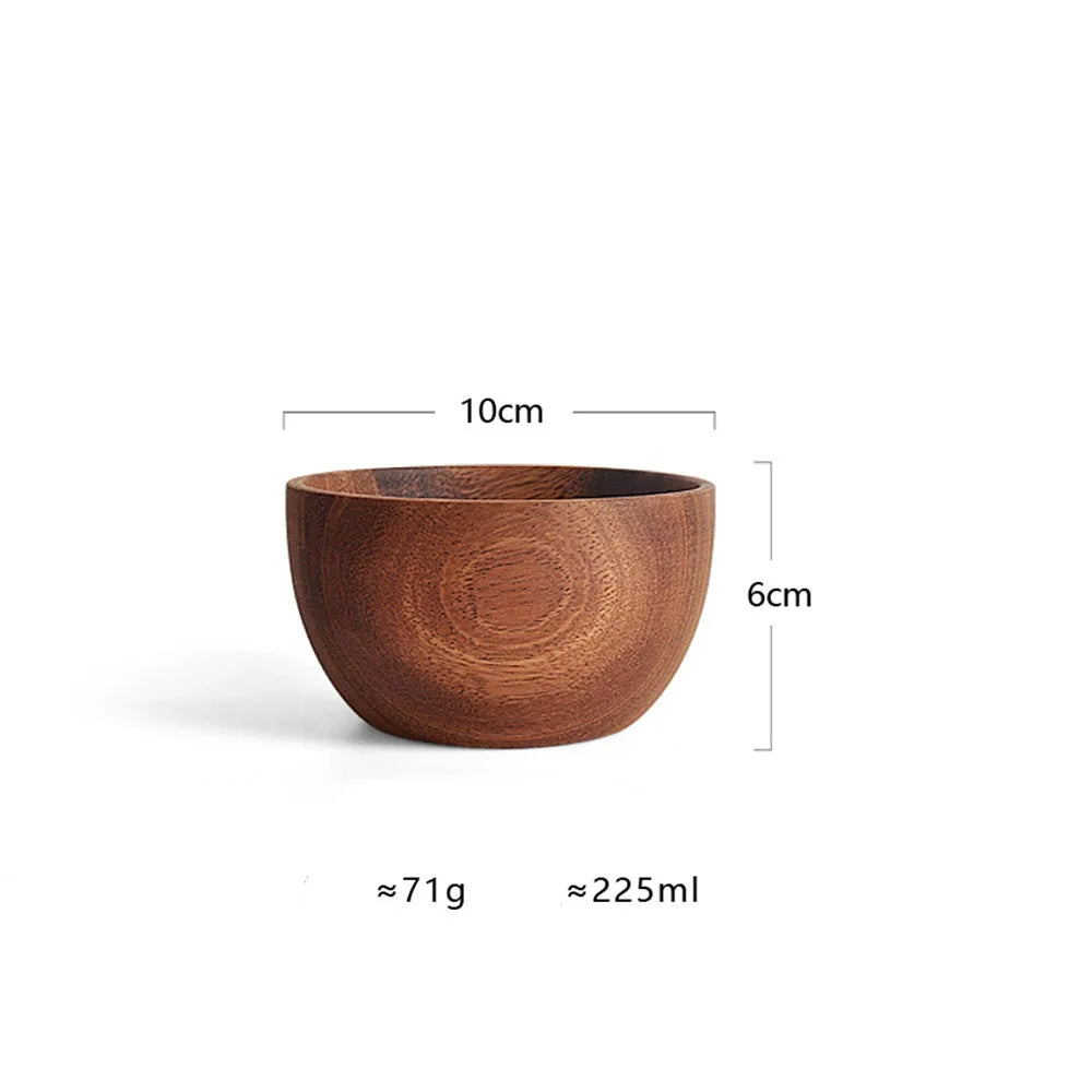 Natural Acacia Wood Salad Bowl — Handmade, Multiple Sizes