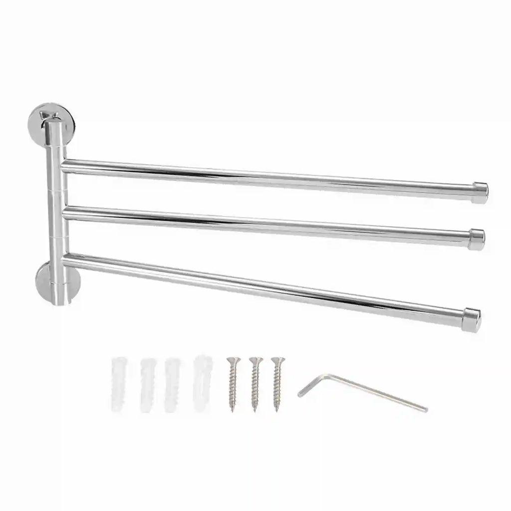 Rotating Swing-Out Towel Rack — 2 or 3 Arms, Zinc Alloy & Stainless Steel