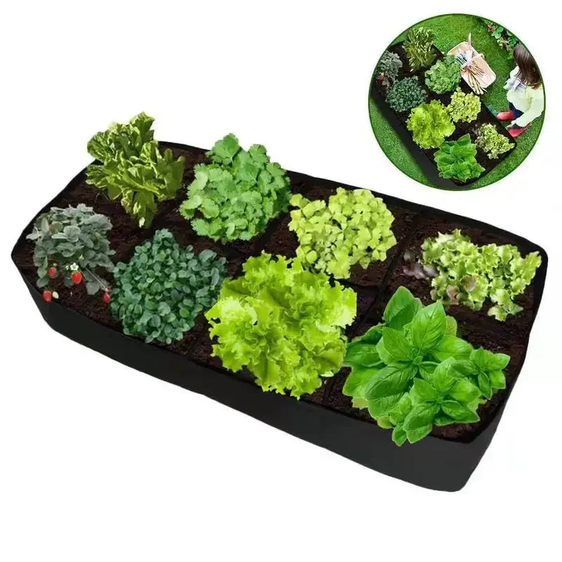 128-Gallon Multi-Grid Rectangular Planting Bag – 8-Pocket Seedling Bed (160×60×30 cm)