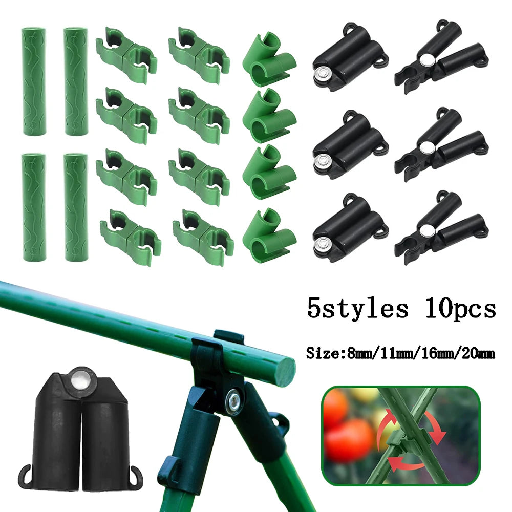 Plant Support A/B-Type Fixed Clip Connector – PP Plastic Stake Connector for Climbing Vines & Greenhouse Frames (10 pcs)