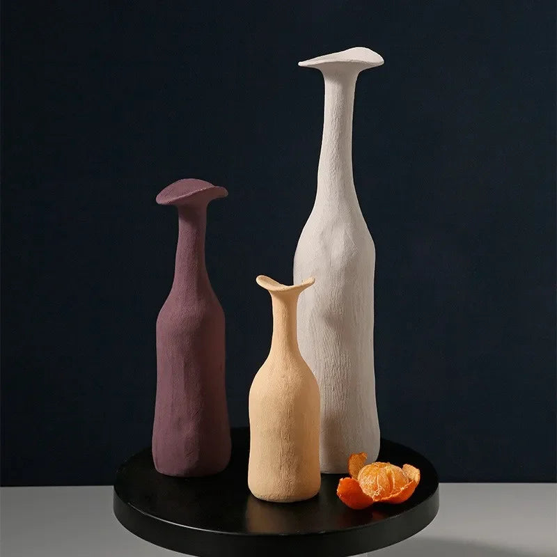 Nordic Morandi Ceramic Vase — Handmade Inkjet Finish