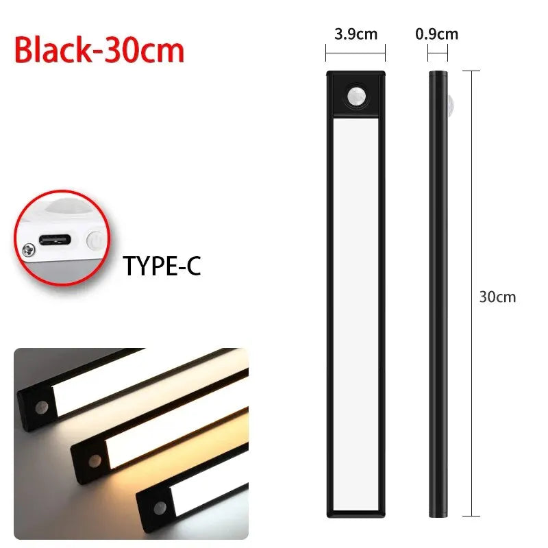 Wireless Motion Sensor Under-Cabinet Light — USB Rechargeable, Aluminium