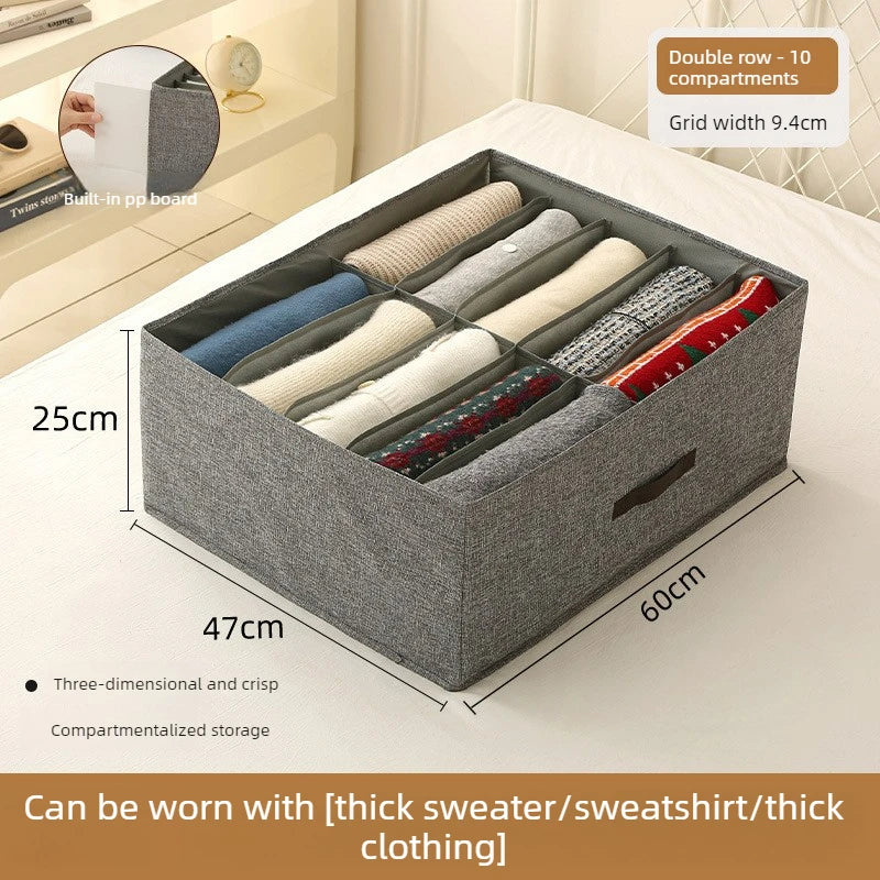 Foldable Clothing Storage Box with Double Compartments for Home And Dorm Drawer Organization