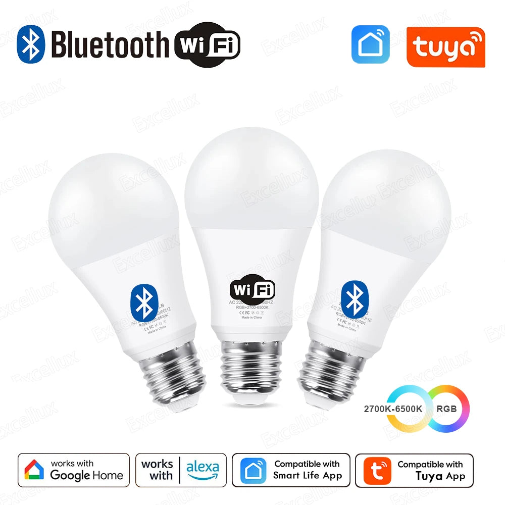 Tuya E27 Smart Bulb — WiFi or Bluetooth, RGBCW, Alexa & Google Compatible