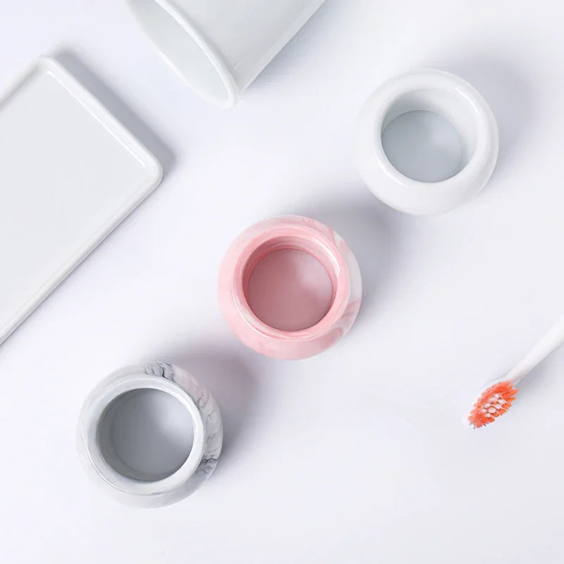 Ceramic Electric Toothbrush Holder — Nordic Marble & Solid, 6.4×3.8cm