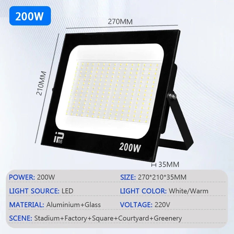 TIIIIT LED Floodlight IP66 – 10W–200W Outdoor Spotlight AC220V