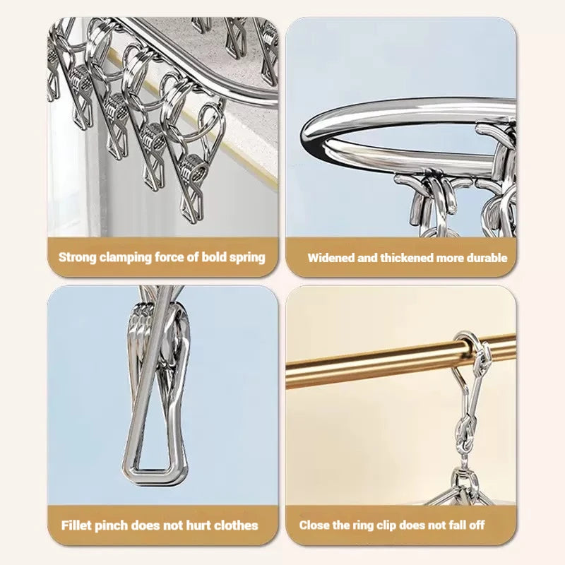 20-Peg Stainless Steel Windproof Clothes Hanger