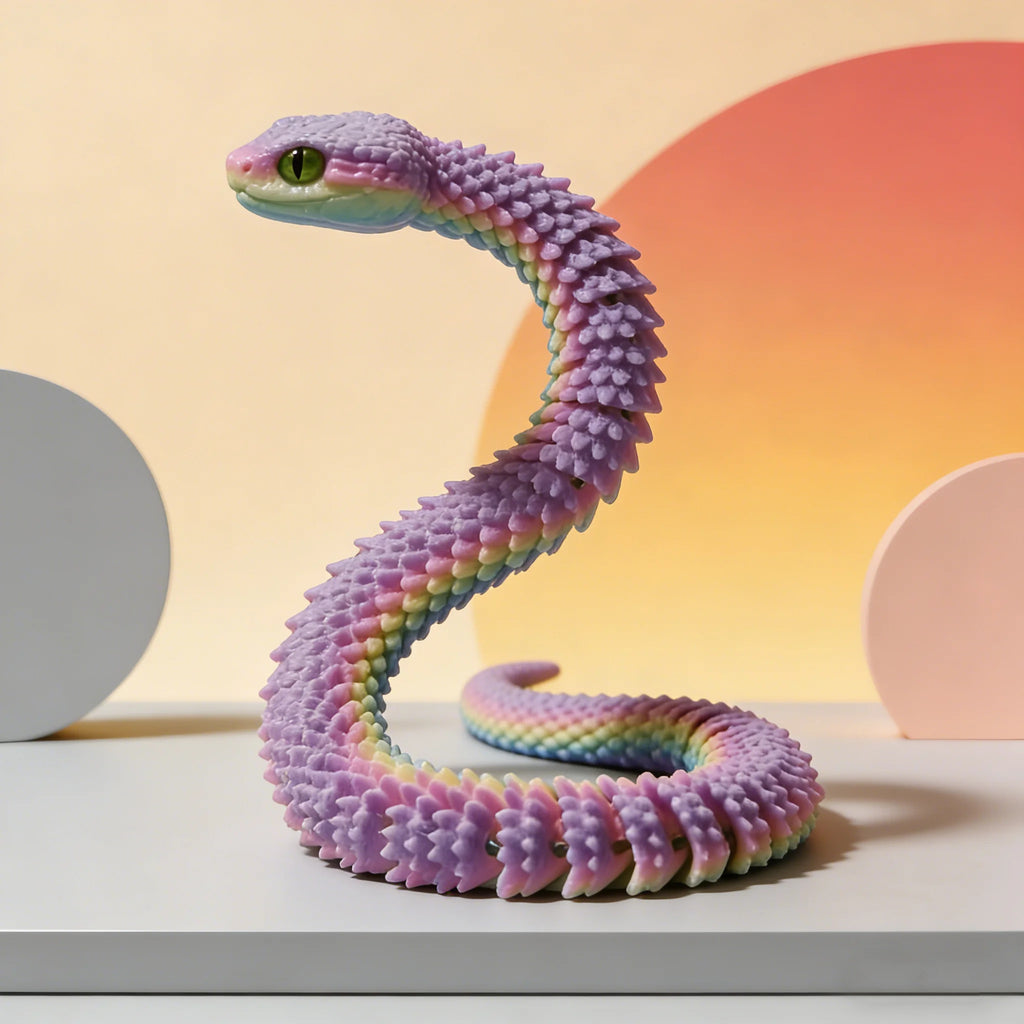 3D Printed Articulated Snake Figurine — 30 cm Chinese Zodiac Collectible