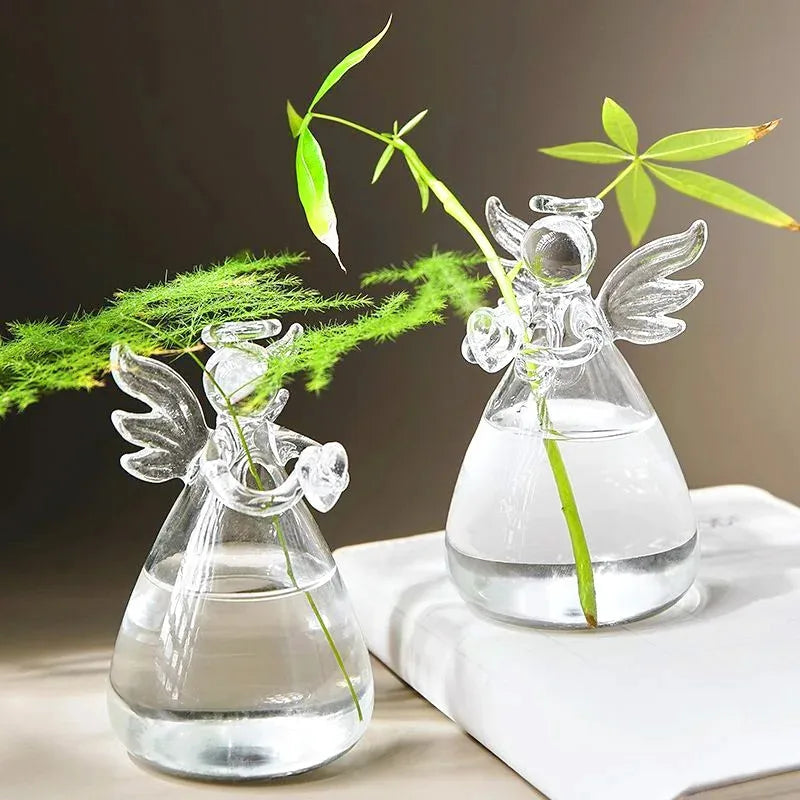Angel Glass Hydroponic Vase — Decorative Flower Arrangement Vessel