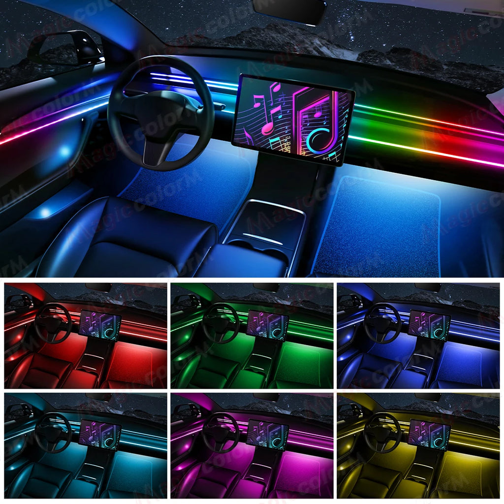 RGB Car Ambient Light Kit — Bluetooth, App Control, 64 Colours