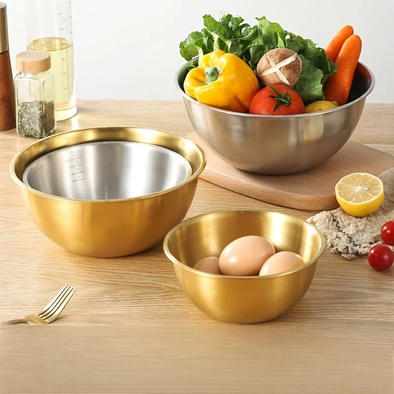 Stainless Steel Mixing Bowl Set of 3 — For Mixing, Kneading & Salads