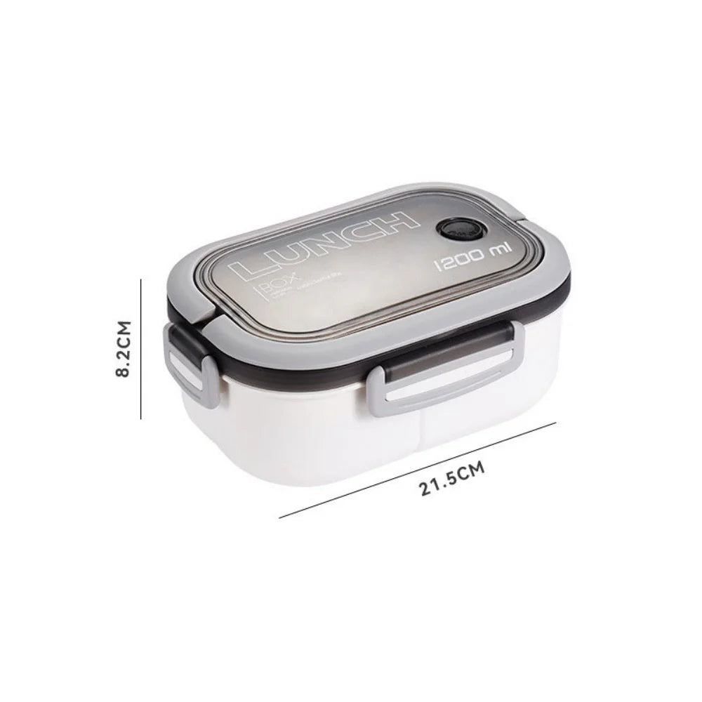 2-Layer Bento Lunch Box with Spoon & Fork — Leakproof, Portable