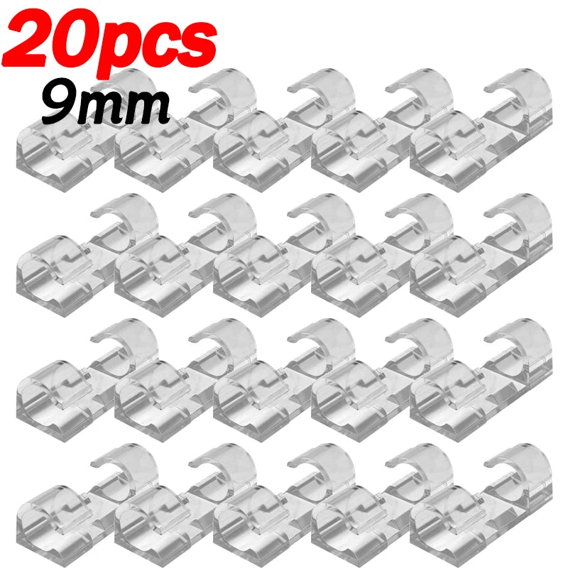 Transparent Plastic Cable Clips — Cord Holder for Home & Office