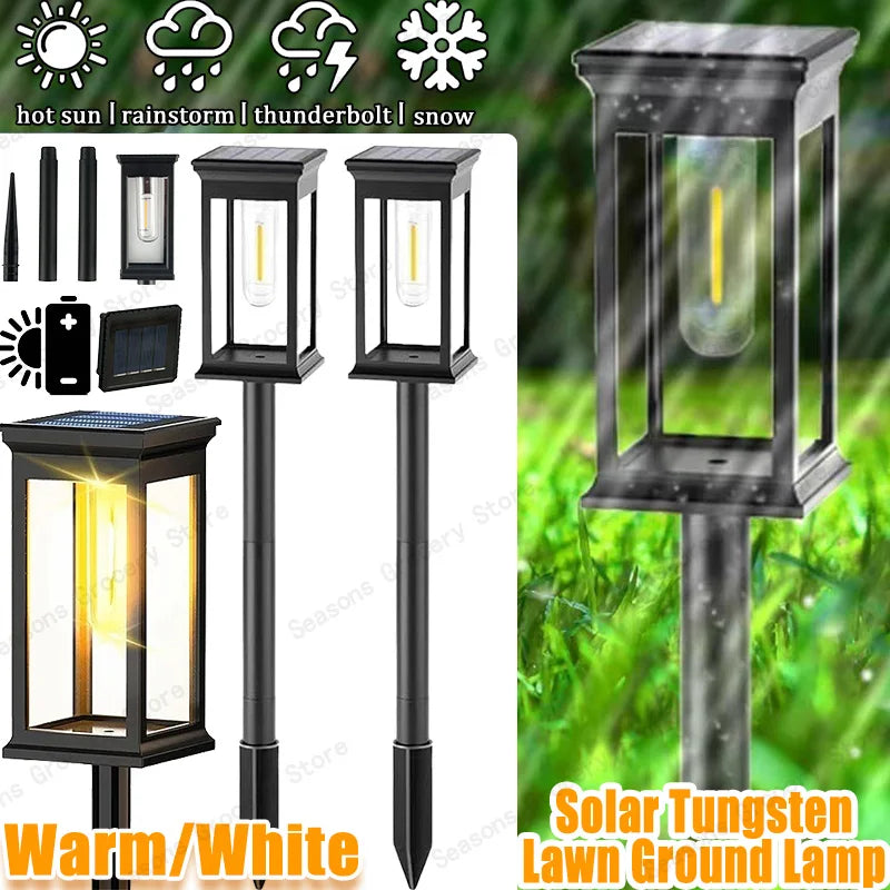 IP65 Waterproof Solar Garden Lights White Warm Light Outdoor Landscape Walkway Lighting Lawn Porch Patio Ambiance Lights