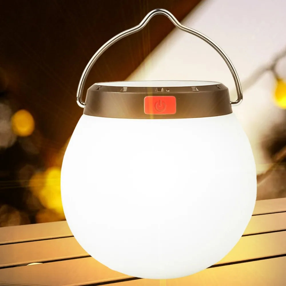 Solar LED Camping Lantern – IPX4 Waterproof Portable Emergency Light with 3 Modes & USB-C Charging