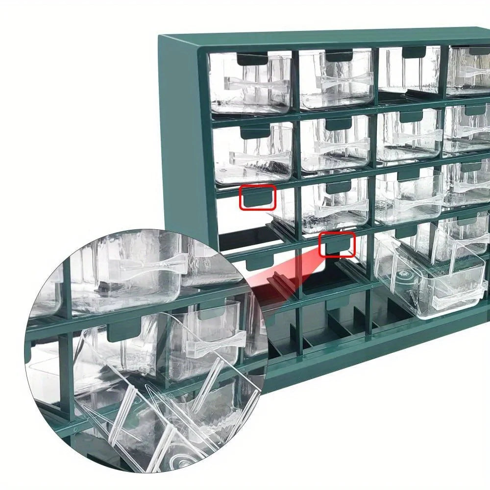 25-Drawer Wall-Mounted Parts Storage Box – ABS Plastic Screw & Component Organizer