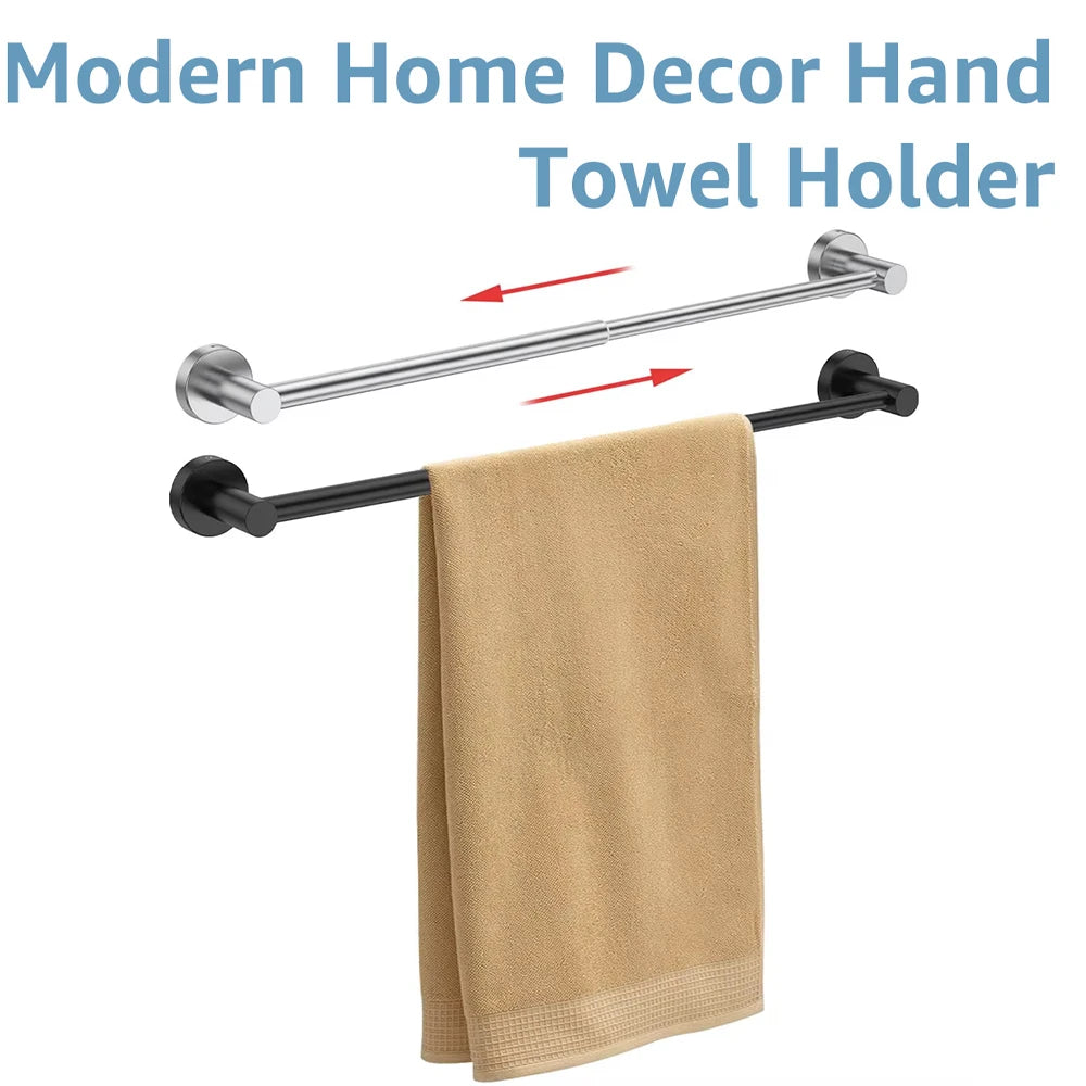 Retractable Stainless Steel Towel Bar — Adjustable 35–63cm, Black or Silver