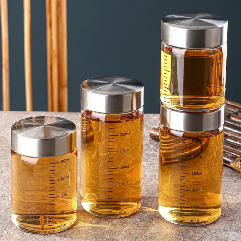 Airtight Glass Storage Cup with Measurement Scale — Heat-Resistant, Portable