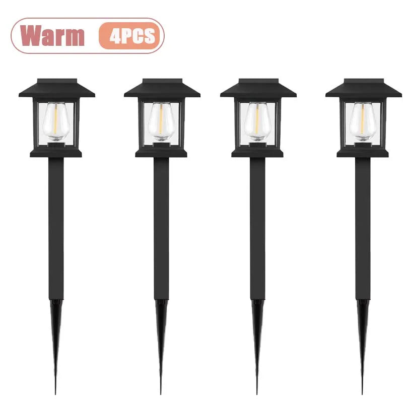 Solar LED Ground Stake Light – Warm Tungsten Glow Pathway Lamp for Garden, Villa & Courtyard