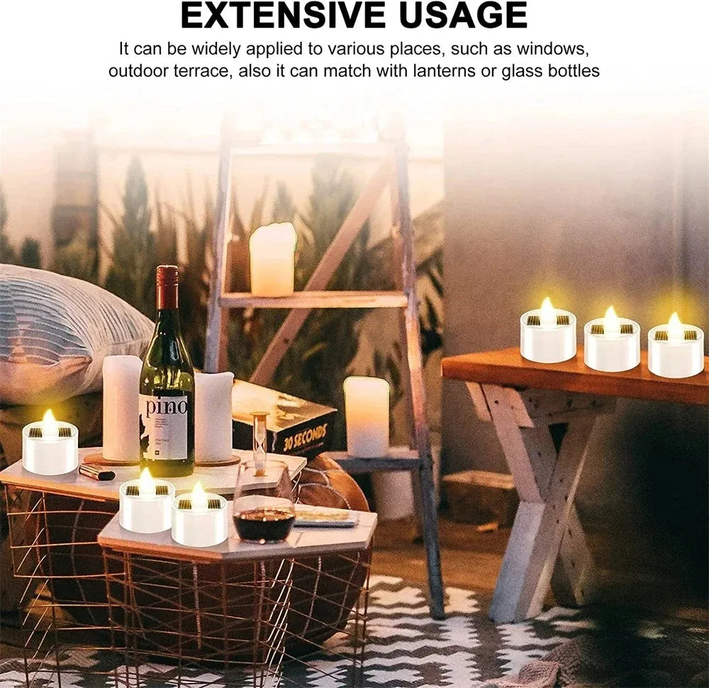 Solar Flameless LED Tea Light Candles – Waterproof Warm Flicker for Garden & Party (1–10 pcs)