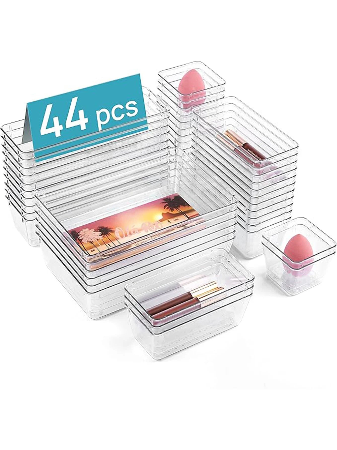 44pcs Transparent Drawer Divider Set