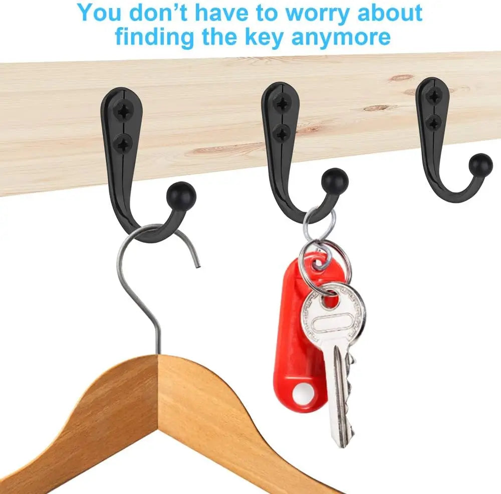 Retro Zinc Alloy Wall Hook — Single or Double Prong for Coats, Bags & Towels