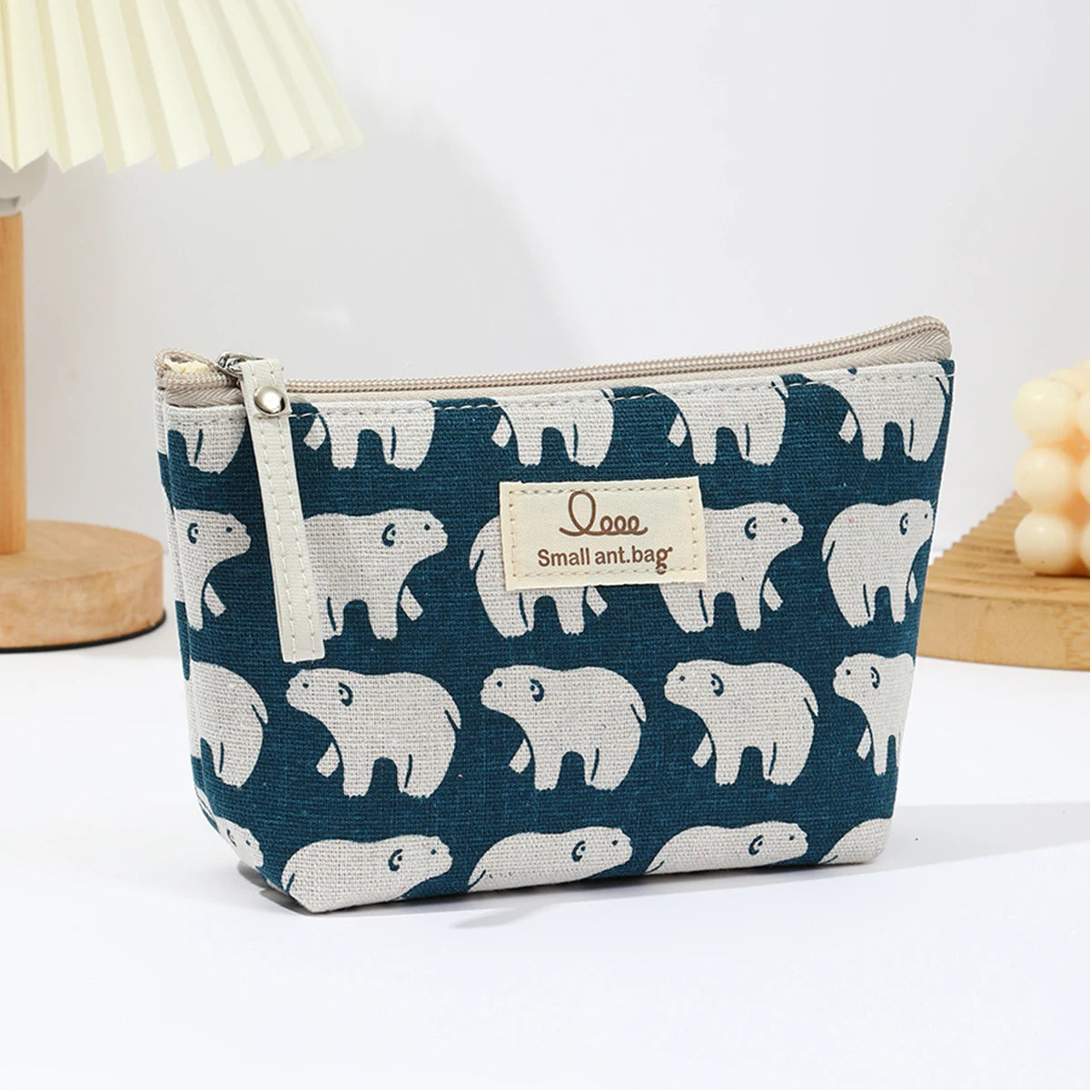 Canvas Travel Makeup & Pencil Case — Compact Zipper Pouch, 15×12×6cm