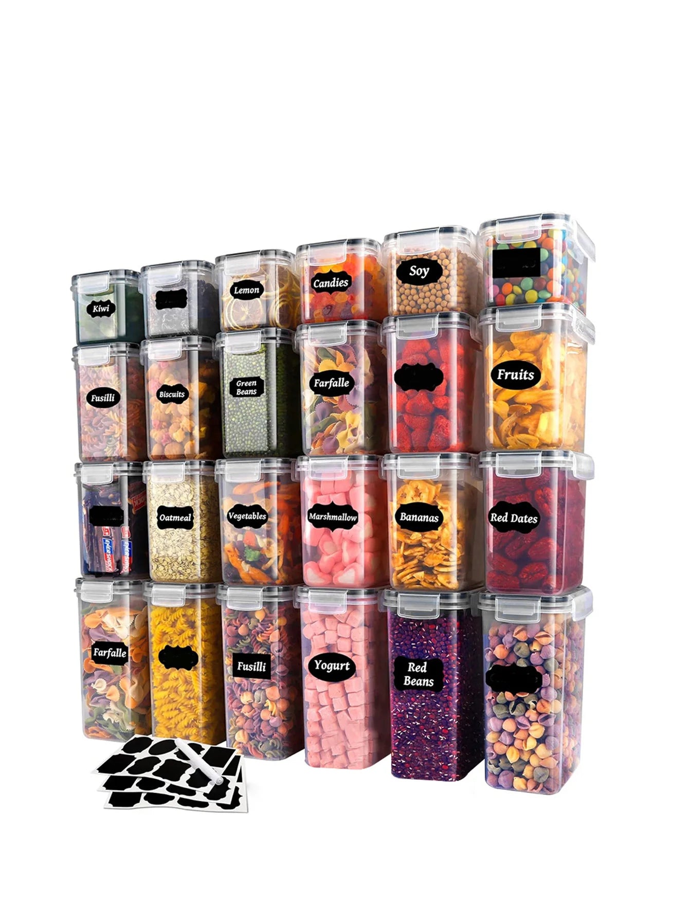 Airtight Food Storage Containers with Lids — Set of 24 or 48