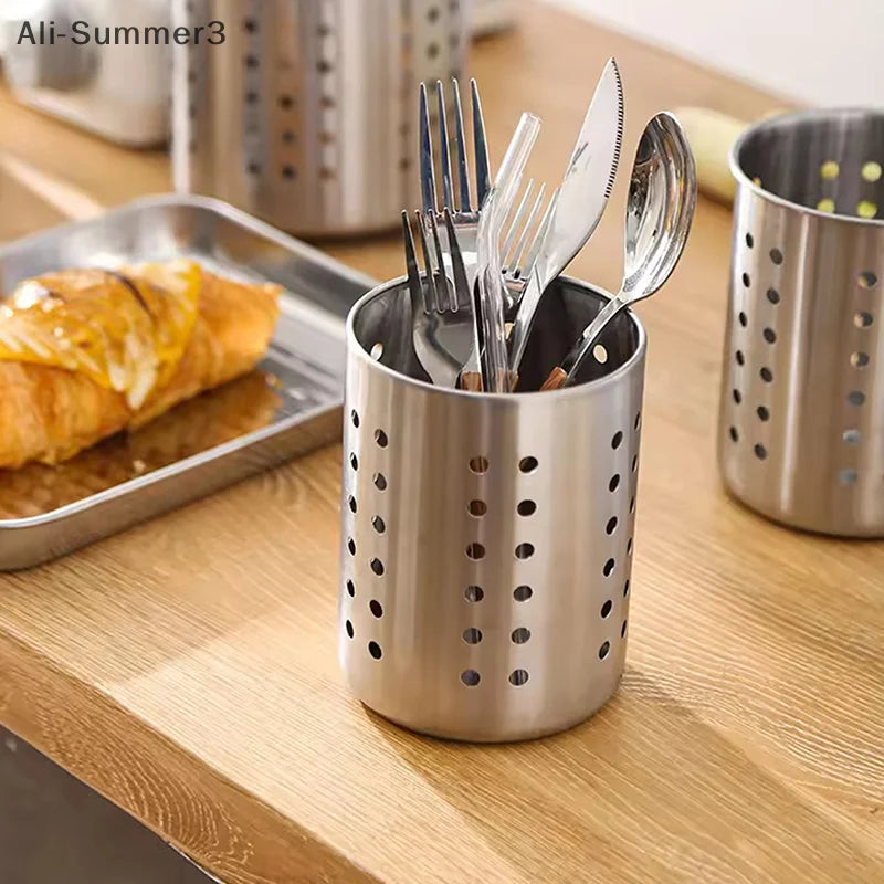Stainless Steel Cutlery & Chopstick Holder — Draining, Countertop