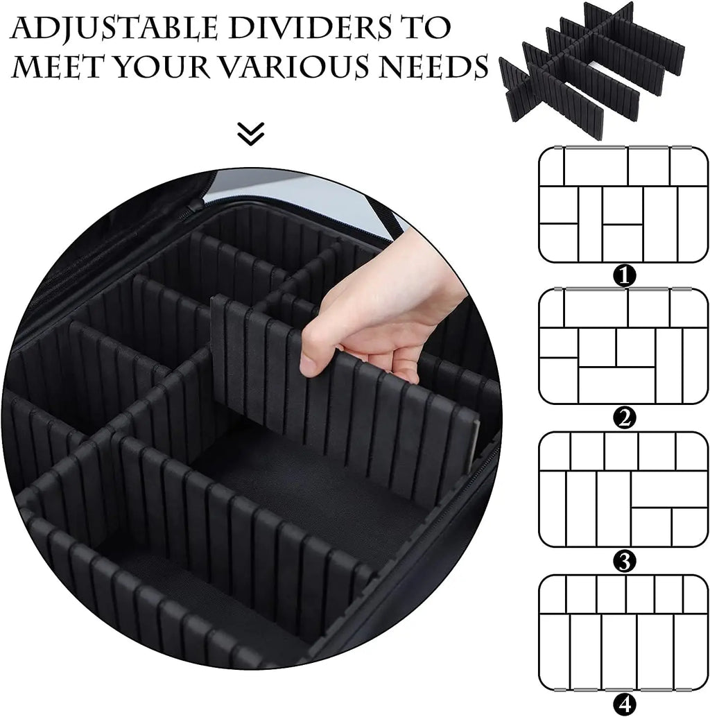 Large Capacity Travel Makeup Case — Adjustable Dividers & Shoulder Strap