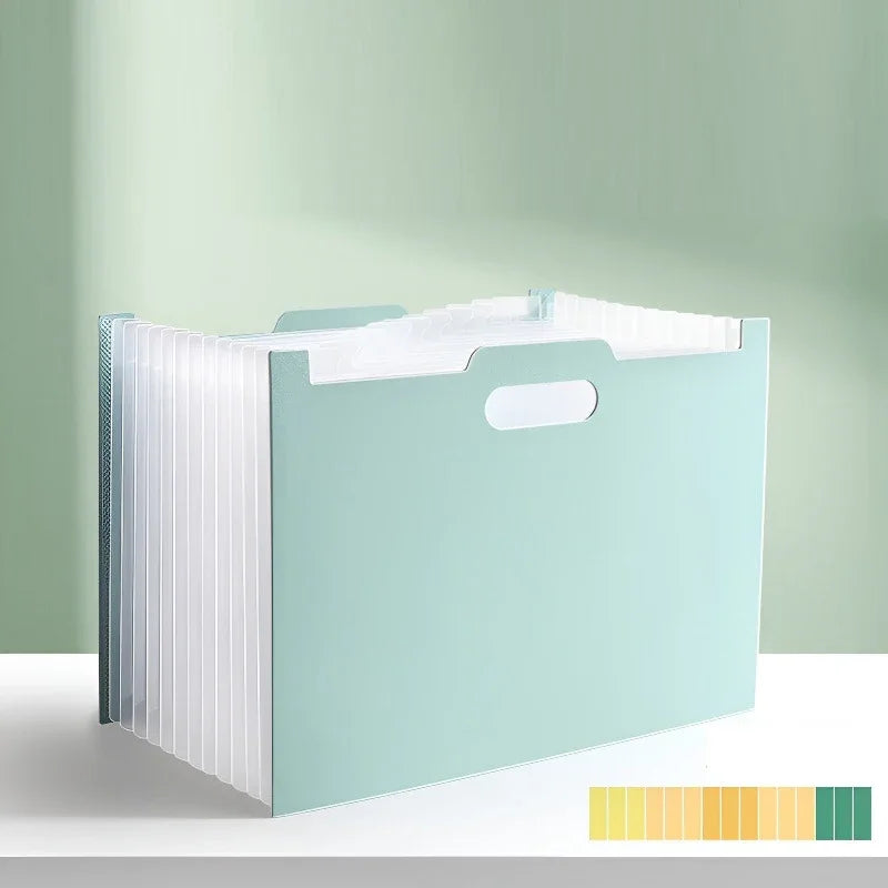 13-Pocket Accordion File Organizer — A4 Expanding Folder with Label Pockets