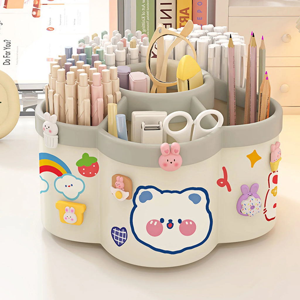 Rotating Plastic Pen Holder — 360° Desktop Organizer, 15.5 × 10 cm