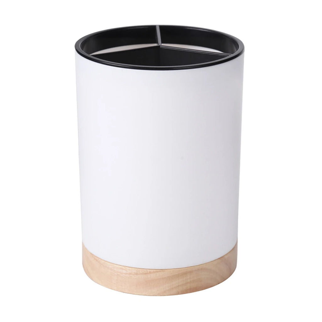 Rotatable Cutlery & Utensil Holder — Detachable, 3-Section, with Drain
