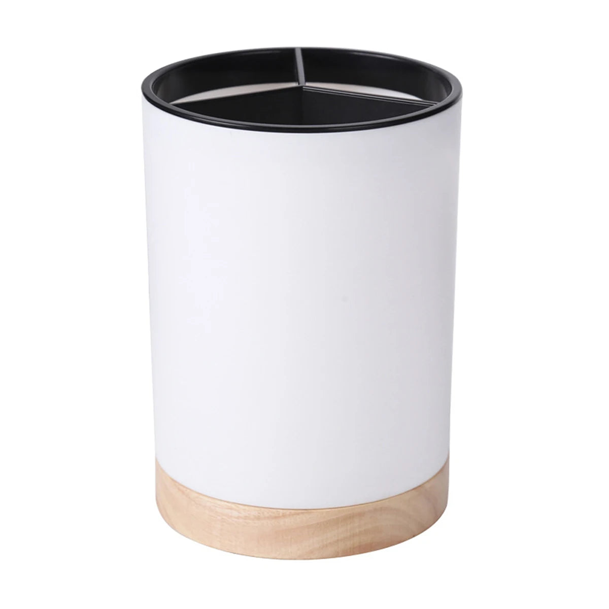 Rotatable Cutlery & Utensil Holder — Detachable, 3-Section, with Drain