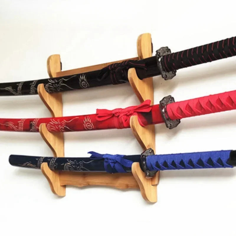 Wall-Mounted Katana Sword Display Rack — Japanese Samurai Decoration