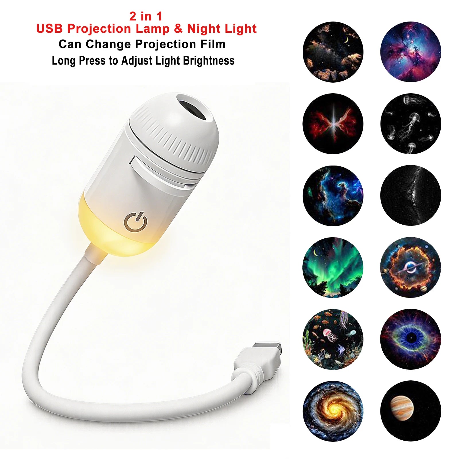 USB Star & Galaxy Projector Light — Car, Bedroom & Tent Atmosphere